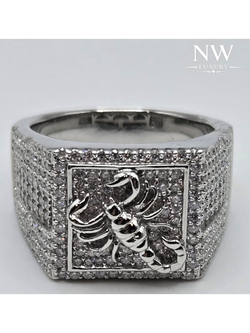 NEW 4CTW MOISSANITE Scorpion Ring VVS1 Men's Solid 925 Sterling Silver Iced
